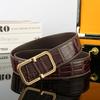 Men's Casual Crocodile Leather Belt - 3.8 Wide