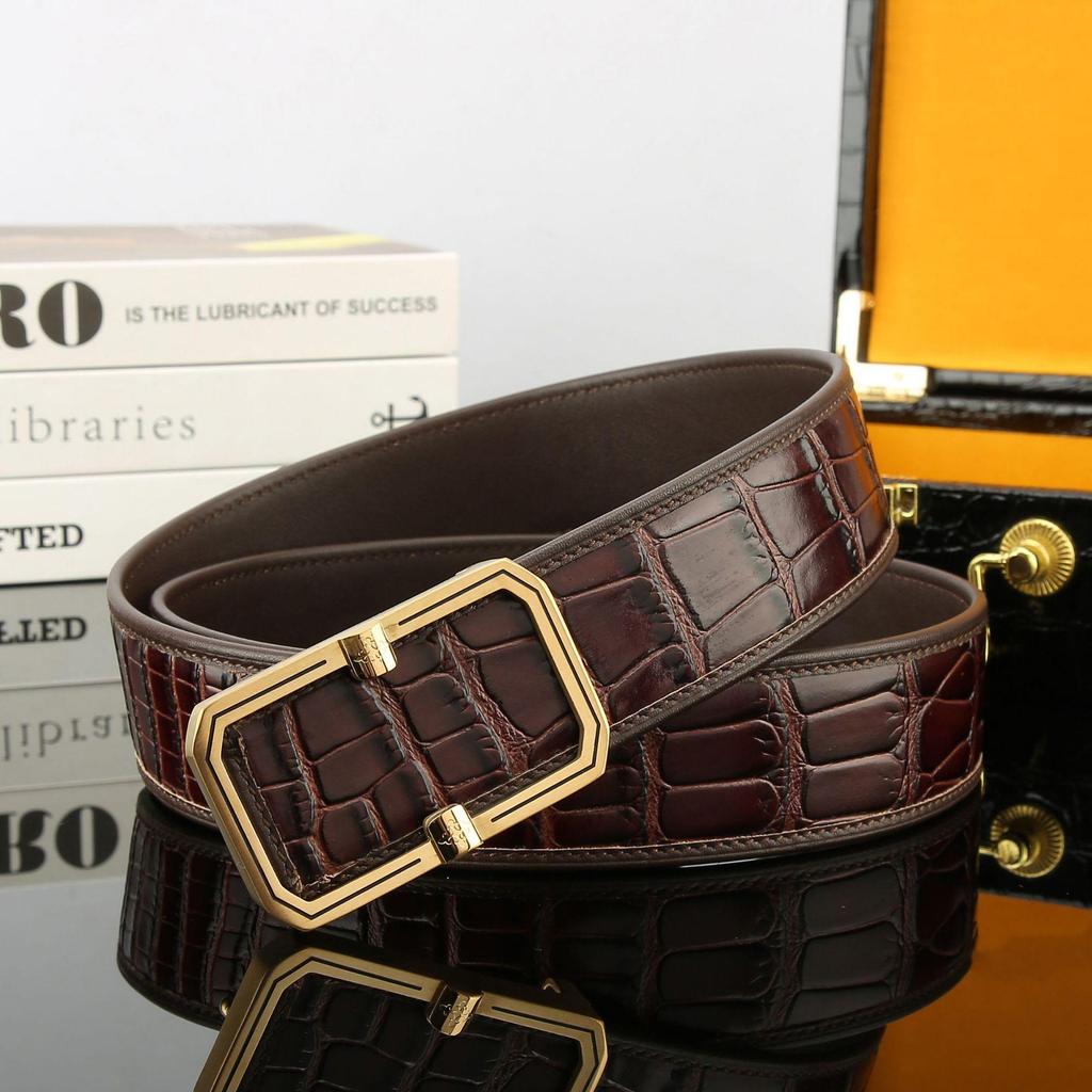 Men's Casual Crocodile Leather Belt - 3.8 Wide