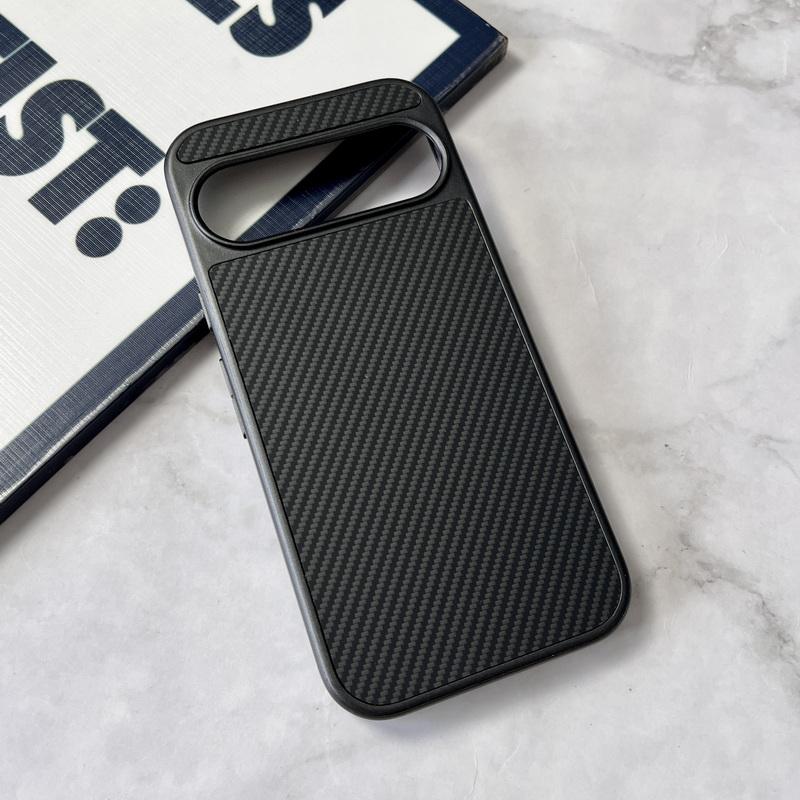 Luxus-Kohlefaser-Texturhülle für Google Pixel 9 Pro XL 9 9 Pro Hart-PC Stoßfeste, weiche Kante Einfarbige Telefonabdeckung