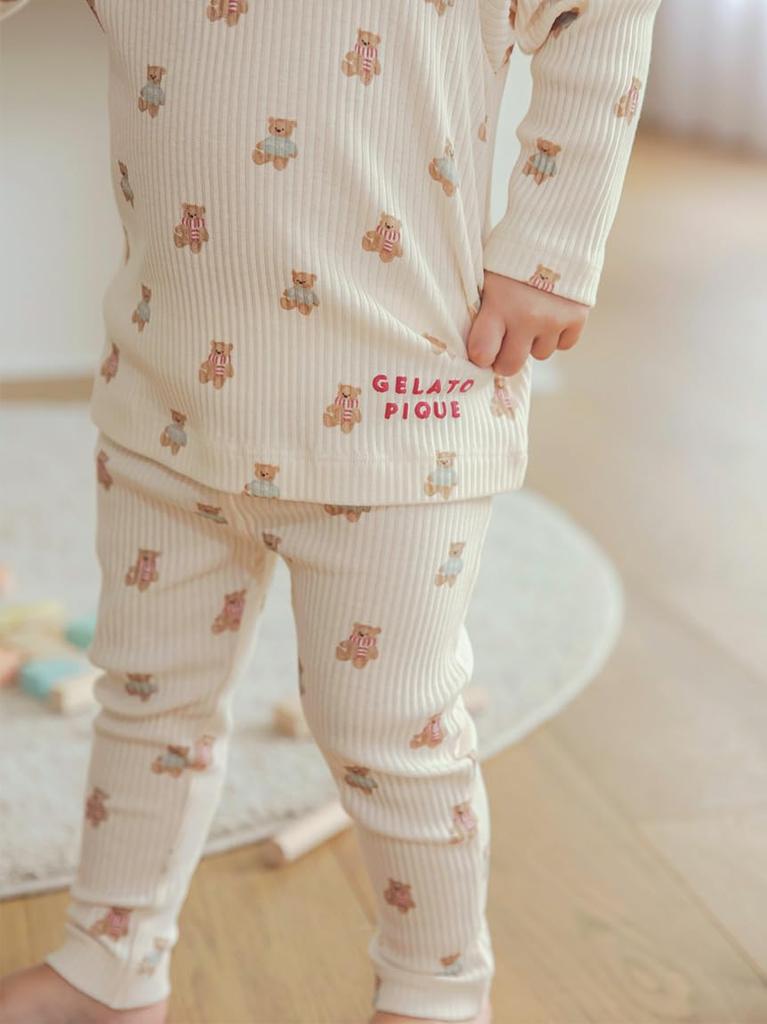 Gelato Pique Baby Bear Print Long Pants PBCP245473NVY70 [Limited Edition] [HOLIDAY]