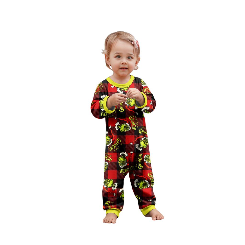 Christmas Print Cute Family Set Pajamas, Home Clothes, Family Set Long Sleeve Top Pants Set