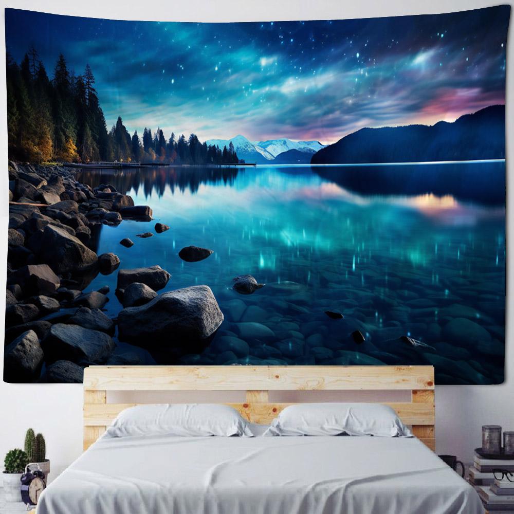 Urban Starry Sky Landscape Tapestry, Mysterious Universe Wall Hanging, Living Room, Bedroom Hanging Cloth, Home Art Decoration