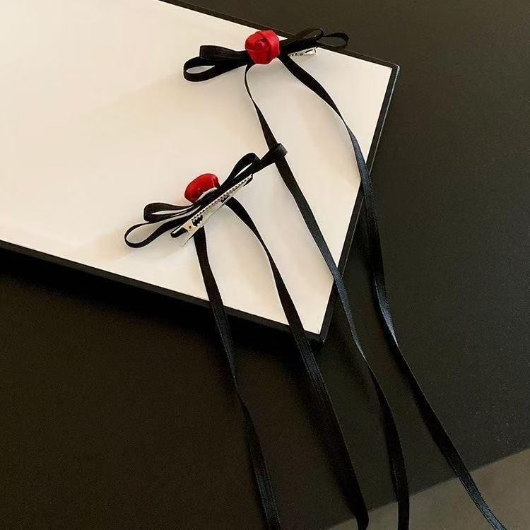 Fermaglio per Capelli con Nappa e Fiocco in Perline e Nastro Francese per Bambine – Doppia Pinza Intrecciata Stile Balletto