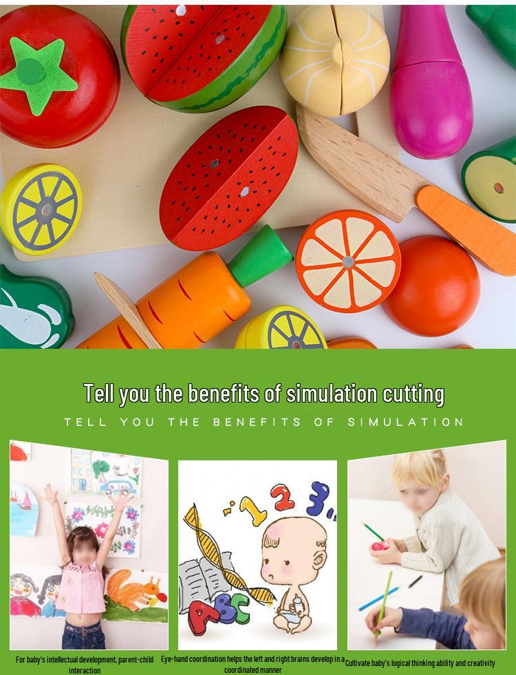 Qie Qie Le Kids' Educational Wooden Kitchen Toy Set: Magnetic Fruits & Vegetables for Ages 4-6