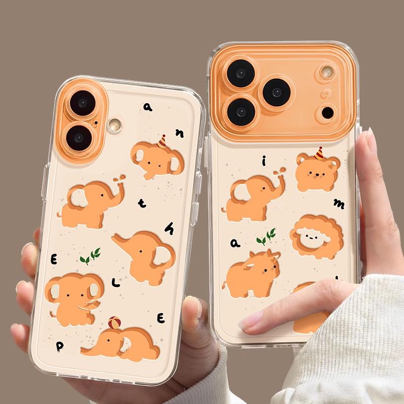 Orange Little Elephant Apple 17 Pro Max Phone Case 17 Pro Cute Air Transparent TPU Shockproof 17 Protective Cover 16