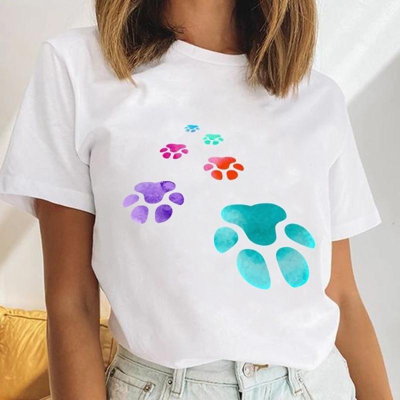 Women's Animal Claw Printed Summer T-shirt Comfortable Soft Simple Fashion Women's Short Sleeve Cotton T-shirt
