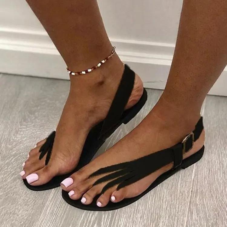 

Women s Fashion Sandals Open Toe Sandals With A Toe Strap And Side Cut-outs In A New Large Size.Soft Sole Summer Women Shoes 36 чорний