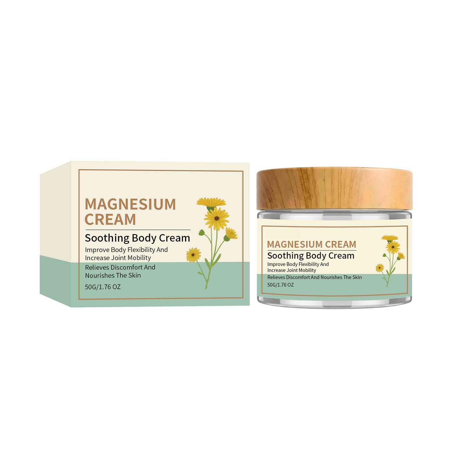 

Magnesium Cream Soothing Body Cream for Muscle Joint Care Improve Body Flexibility Increase Joint Mobility Relieve Discomfort and Nourish Skin 50g One Size