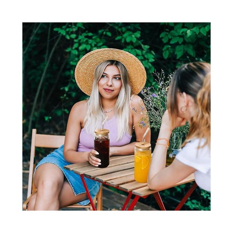 4-piece set of transparent frosted sublimation blank glass mason jars beer mugs with bamboo lids, 600ml