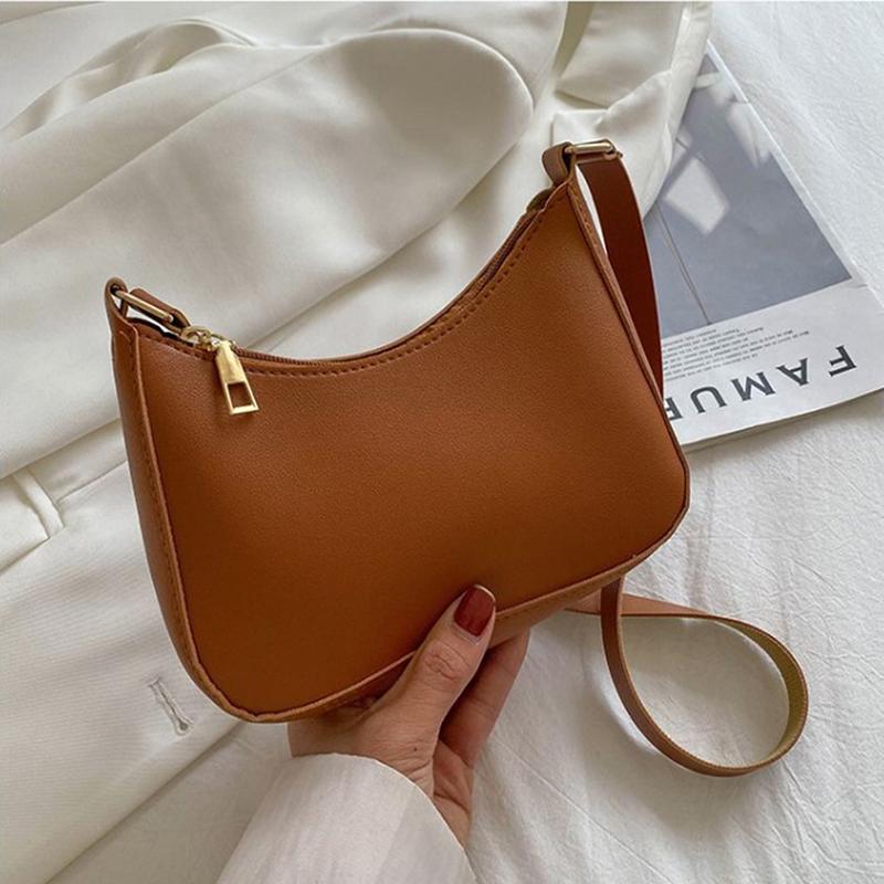 Women'S Fashion Handbags Retro Solid Color Pu Leather Shoulder Underarm Bag Casual Women Hobos Handbags