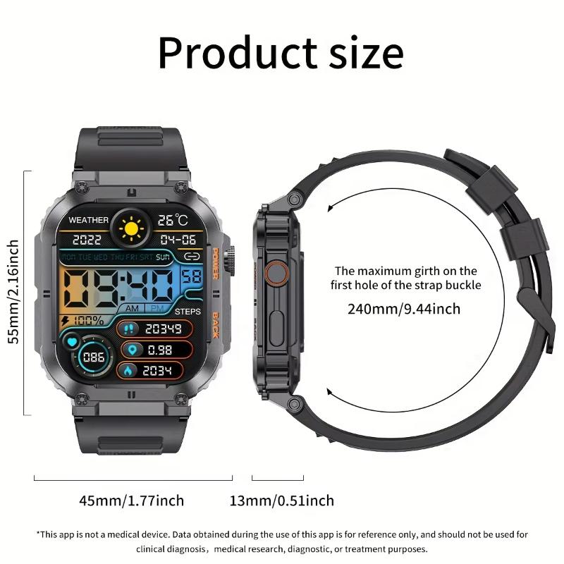 2025 New Outdoor Sports Fitness Smartwatch for Men 1.96 Inch Screen Bluetooth Calling Waterproof Watches Blood Oxygen Reloj Hombre