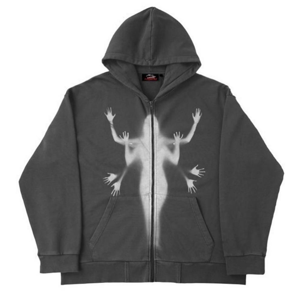 

Толстовка с капюшоном oversize на молнии с принтом ангела, свободная куртка с длинными рукавами и карманами, уличная одежда в стиле хип-хоп, модное пальто для мужчин и женщин S