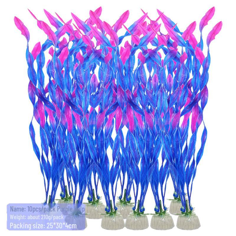Aquarium Simulation Water Grass Set - 10-Piece Green Plastic Kelp Plant Decorations