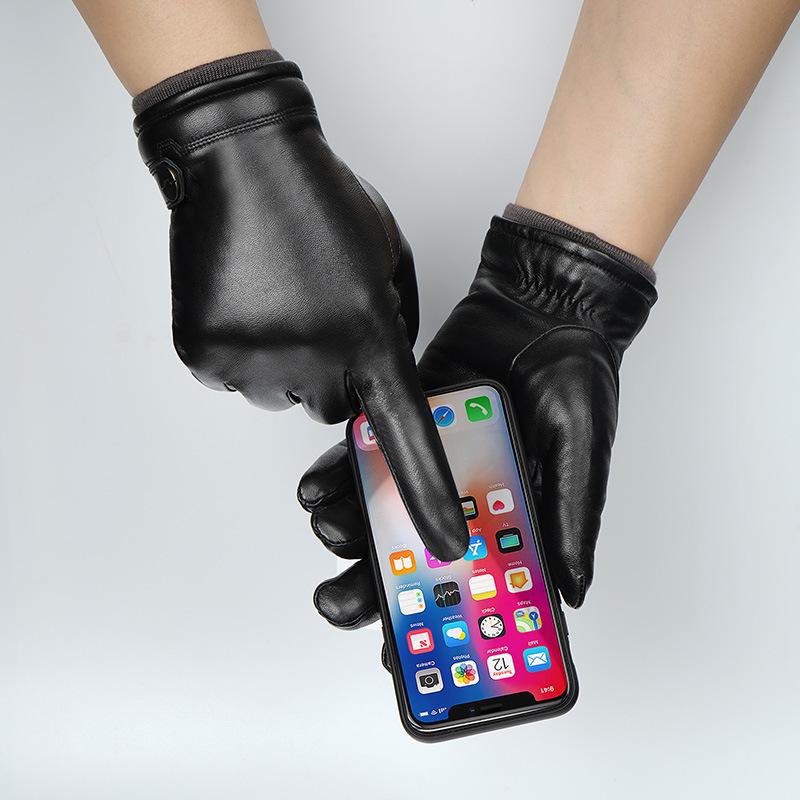 Herren Warm Touchscreen Echtlederhandschuhe für Herbst/Winter – Plus Samt, Dick, Winddicht, Ideal zum Autofahren, Reiten & für Outdoor-Aktivitäten.