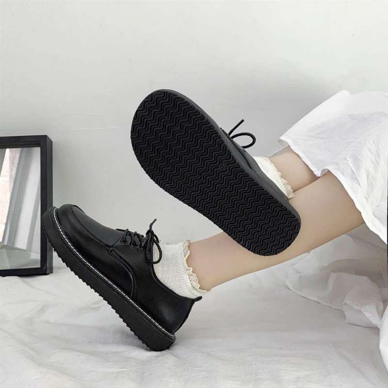 Jk Small Leather Shoes Women's Spring and Autumn New British Style Retro Single Shoes Flat Bottom Round Head Lace-up Korean Version Versatile Student