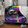 1pc Skull Rainbow Blanket, Lightweight Flannel Throw Blanket For Sofa, Bed, Travel221