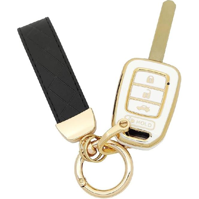 TPU Protective Key Fob Cover Case Compatible with Honda 2013-2016 Honda Accord 2014-2015 CRV 2014-2015 Civic Key Fob (Black)