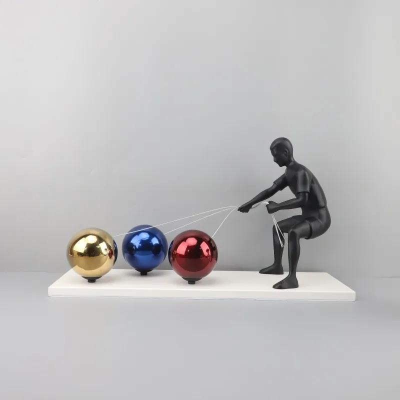 Kreative Metall-Rallye-Kugel-Skulptur Handwerk, Moderne Abstrakte Kunstfigur Dekoration Ornamente, Haus- und Wohnzimmerdekoration
