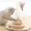 Wooden 2/3 Levels Pet Cat Toy Tower Tracks Disc Cat Intelligence Amusement Triple Play Disc Cat Toys Ball Training Toys