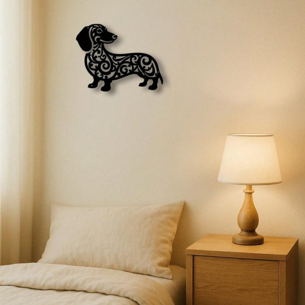 Black Iron Dachshund Dog Metal Wall Art Modern Home Outdoor Decor Living Room Bedroom Garden Gift Dog Lovers