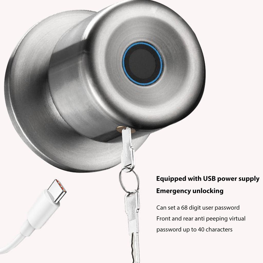 Smart Door Lock Fingerprint Door Handle with Key APP Control 20 Fingerprints Capacity 35 55mm Door Thickness for