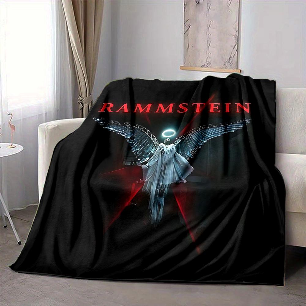 1Pc Rammstein Angel Wings Flannel Blanket, Soft And Comfortable, Casual Warm, Camping Travel, Christmas, Halloween Xmas Gift N1311