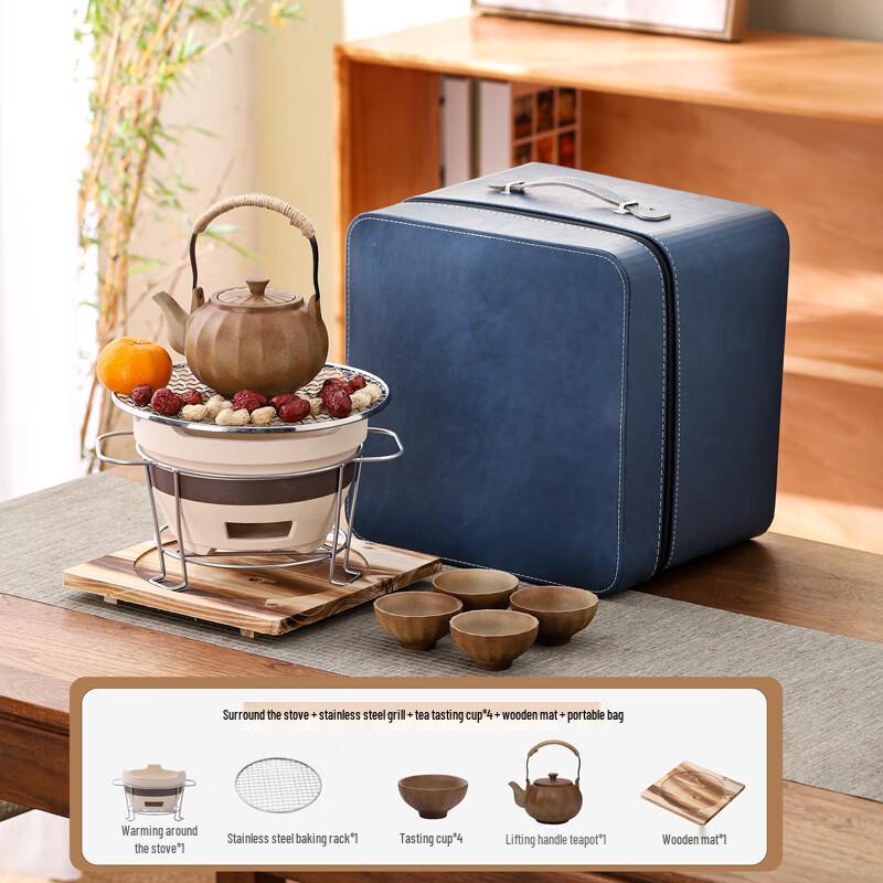 Fireside Tea Ceramic Set with Travel Kettle and Charcoal Stove