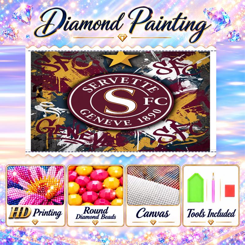 Servette FC Diamond Painting Kit 5D Full Drill DIY Diamond Mosaic Wall Art Home Decor