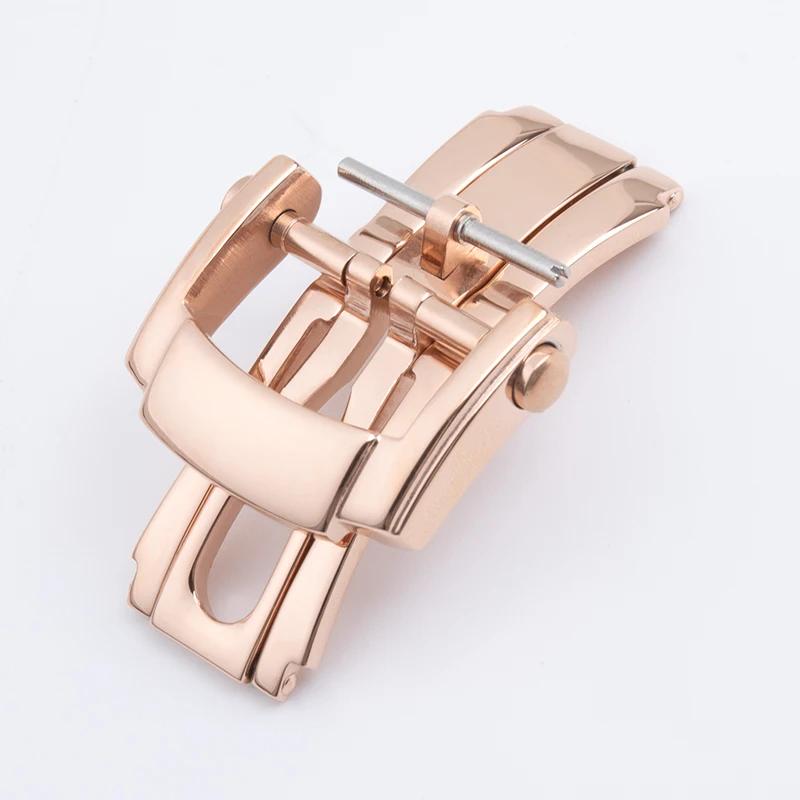 Universal Strainless Fold Buckle For Patek Strap Philippe Leather Rubber Watch Band Clasp For Nautilus Butterfly Buckle 18mm