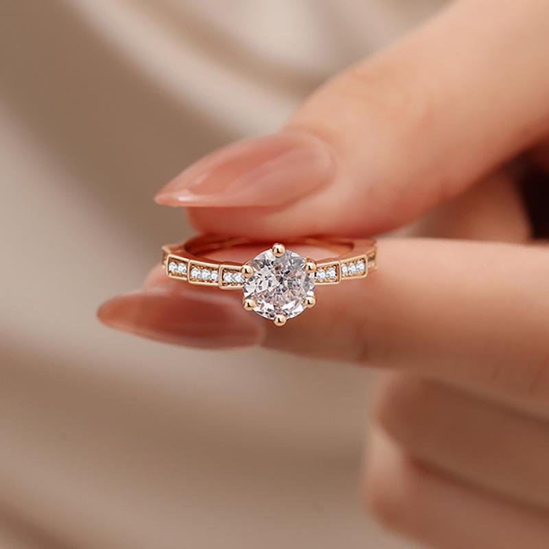 Women's Ring Temperament Light Luxury Zircon Open Ring Women