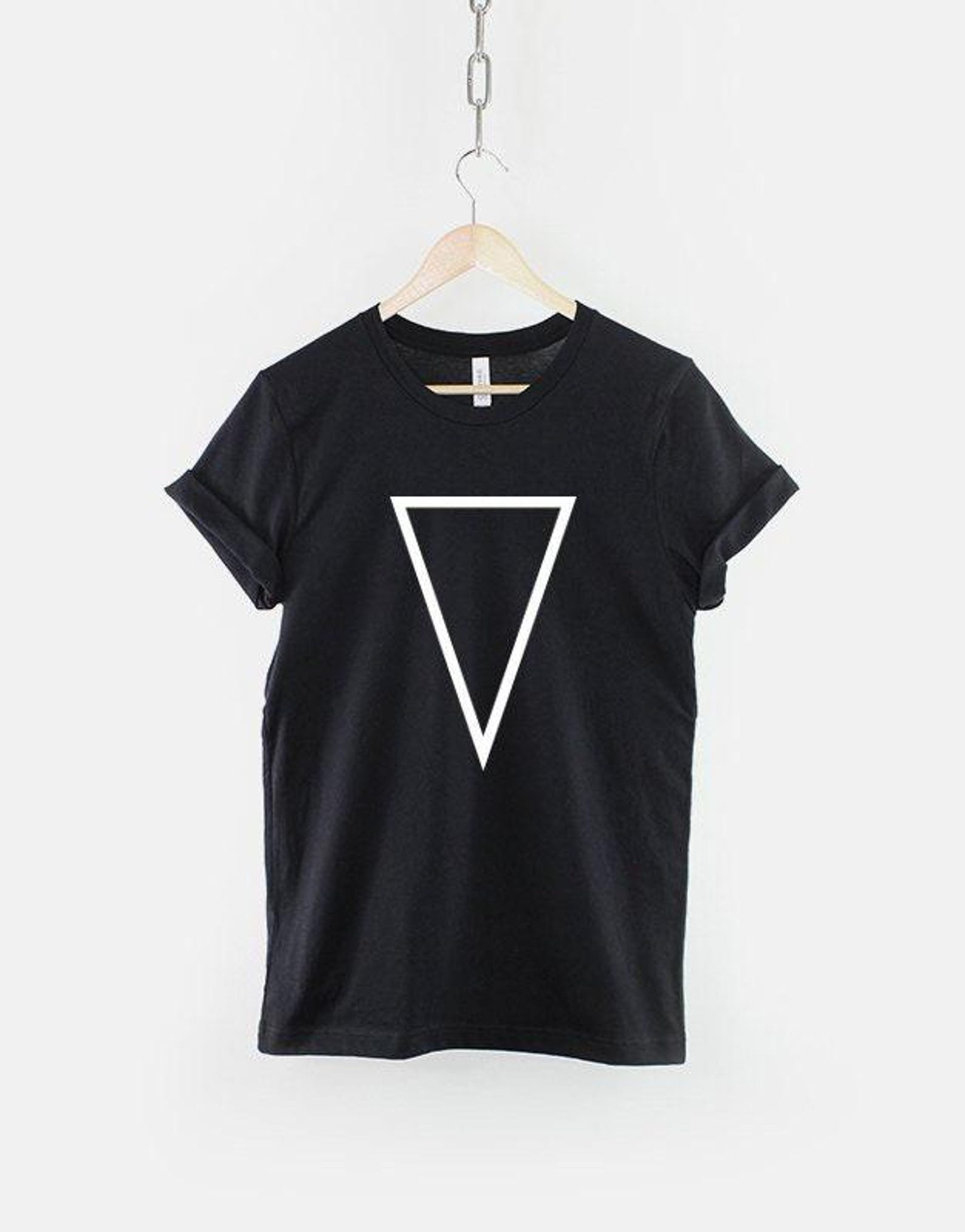 Upside Down Triangle Tee: Minimalist Geometric Graphic Print, Ring Spun Cotton S