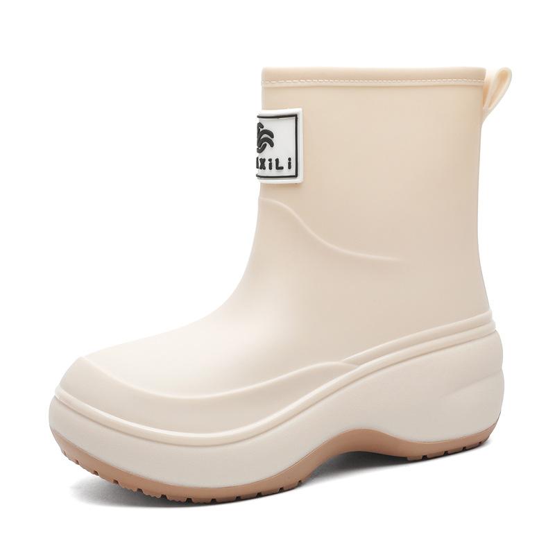 Lightweight outdoor short rain boots women's fashion simple waterproof overshoes velvet rubber shoes warm fashion rain shoes women