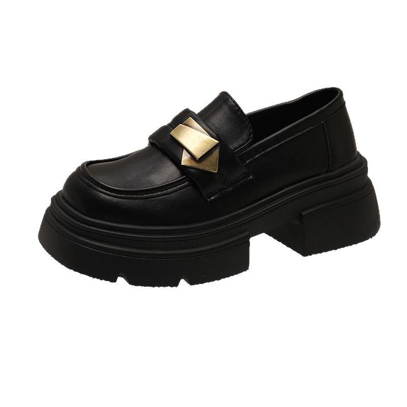 Black platform British style small leather shoes women's 2025 spring and autumn new retro Mary Jane one-pedal loafers single shoes
