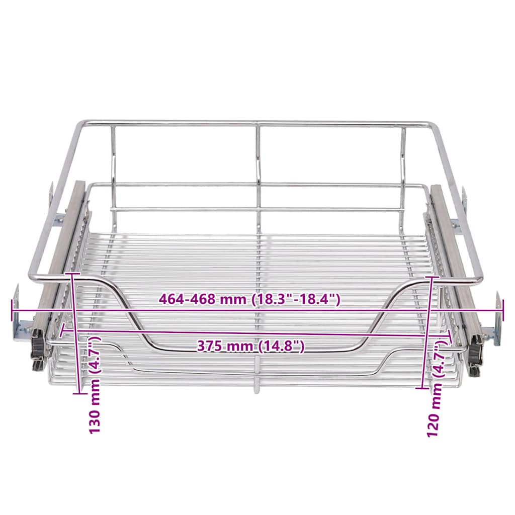 Built in Basket Drawer Slides 2 pcs Silver 500 mm