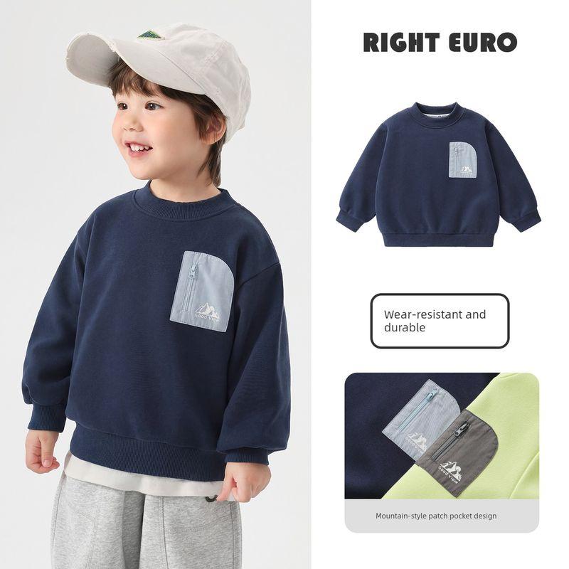 Right European Style Boys Color-Blocked Crew Neck Sweatshirt 2026 Spring New Baby Children s Clothing Kids Top Spring Outfit Tibetan youth 130
