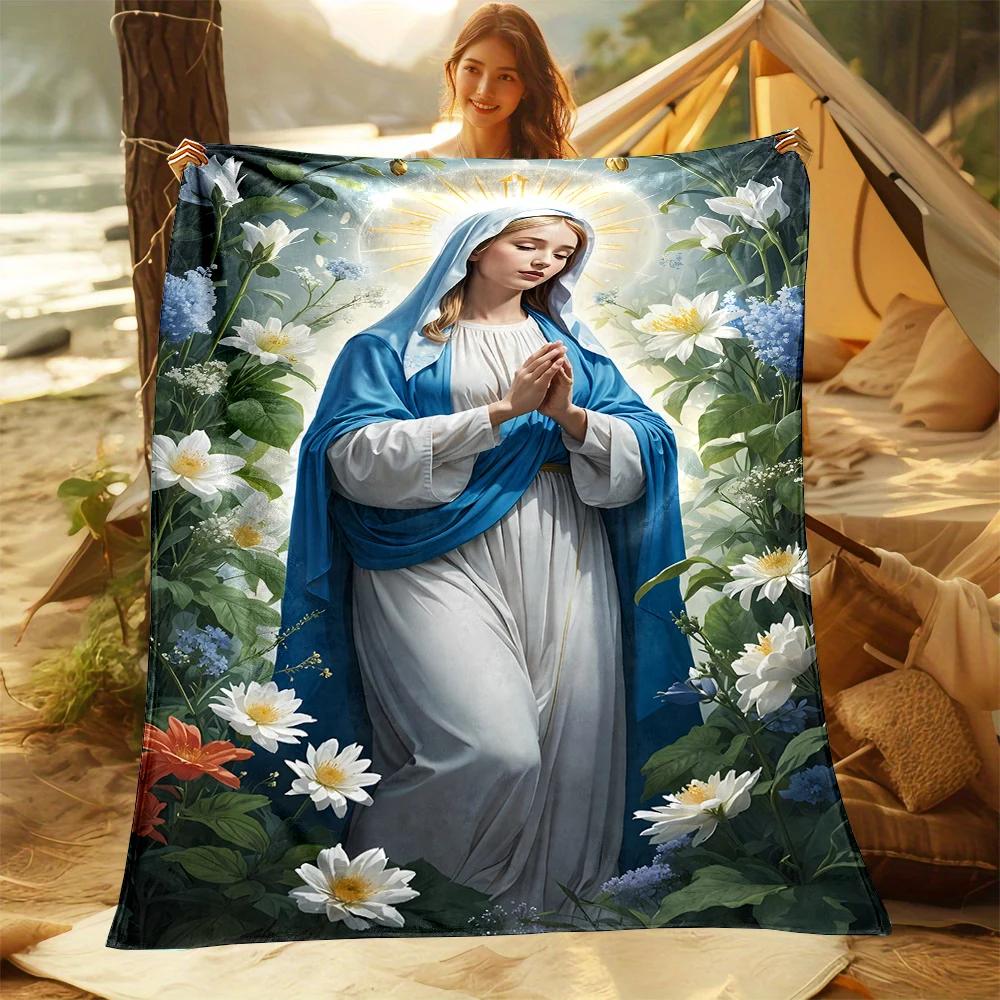 3D Warm Virgin Mary Pray Blanket,Soft Throw Blanket for Home Bedroom Bed Sofa Picnic Travel Office Rest Cover Blanket Kid‘s Gift