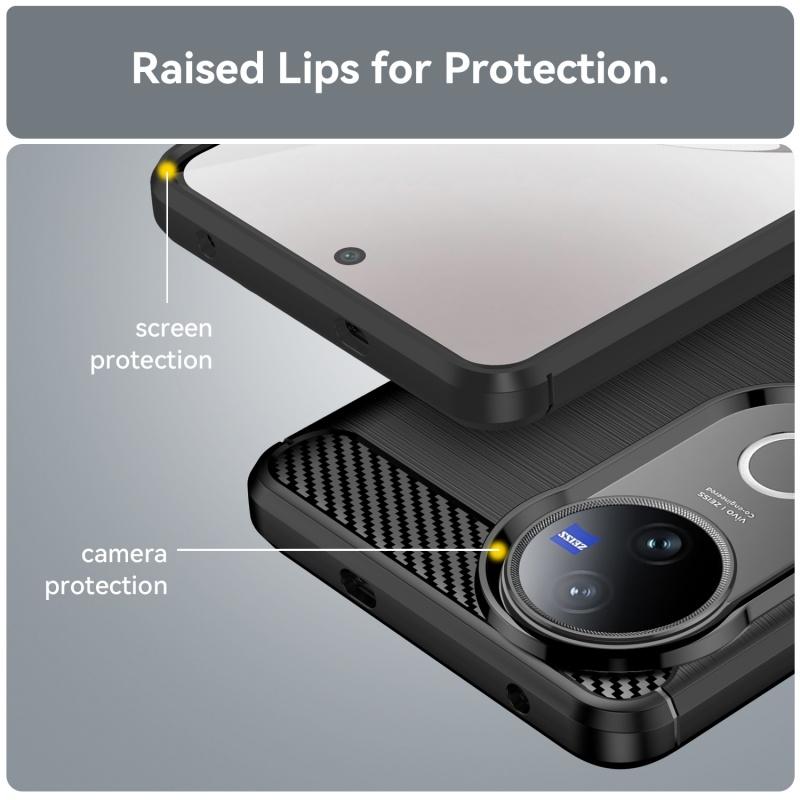 For Vivo V50 Case Cover For Vivo V50 Capas Carbon Fibre Phone Bumper Shockproof Back TPU Soft For Cover Vivo V50 VivoV50 Fundas