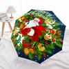 Merry Christmas Santa Claus Gift Circle StickerUmbrella, Portable 3-Fold Compact Umbrella,Christmas Gift ES418