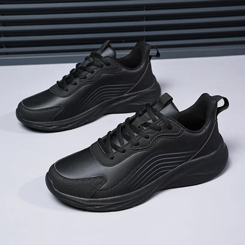 Fashion Men Casual Sport Shoes Light Sneakers Black 48 Leather Sneakers Vulcanized Shoes Comforthable Spring Sneakers Mens Casual Shoes