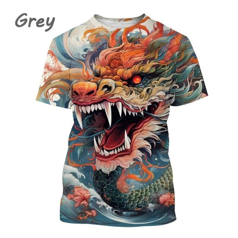3D-Drachendruck Herrenmode Cooles T-Shirt Straße Hip-Hop Lustige Persönlichkeit Kurzarm-Oberteil