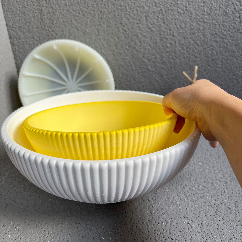 DIY Velká úložná mísa Sádra Teraco Forma kulatá Pruhovaná Betonová nádoba na svíčku Venkovní cementový květináč Odlévací forma