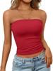 Damen Bandeau gerafftes Crop-Top - Lässig, Vielseitig, Eng anliegend