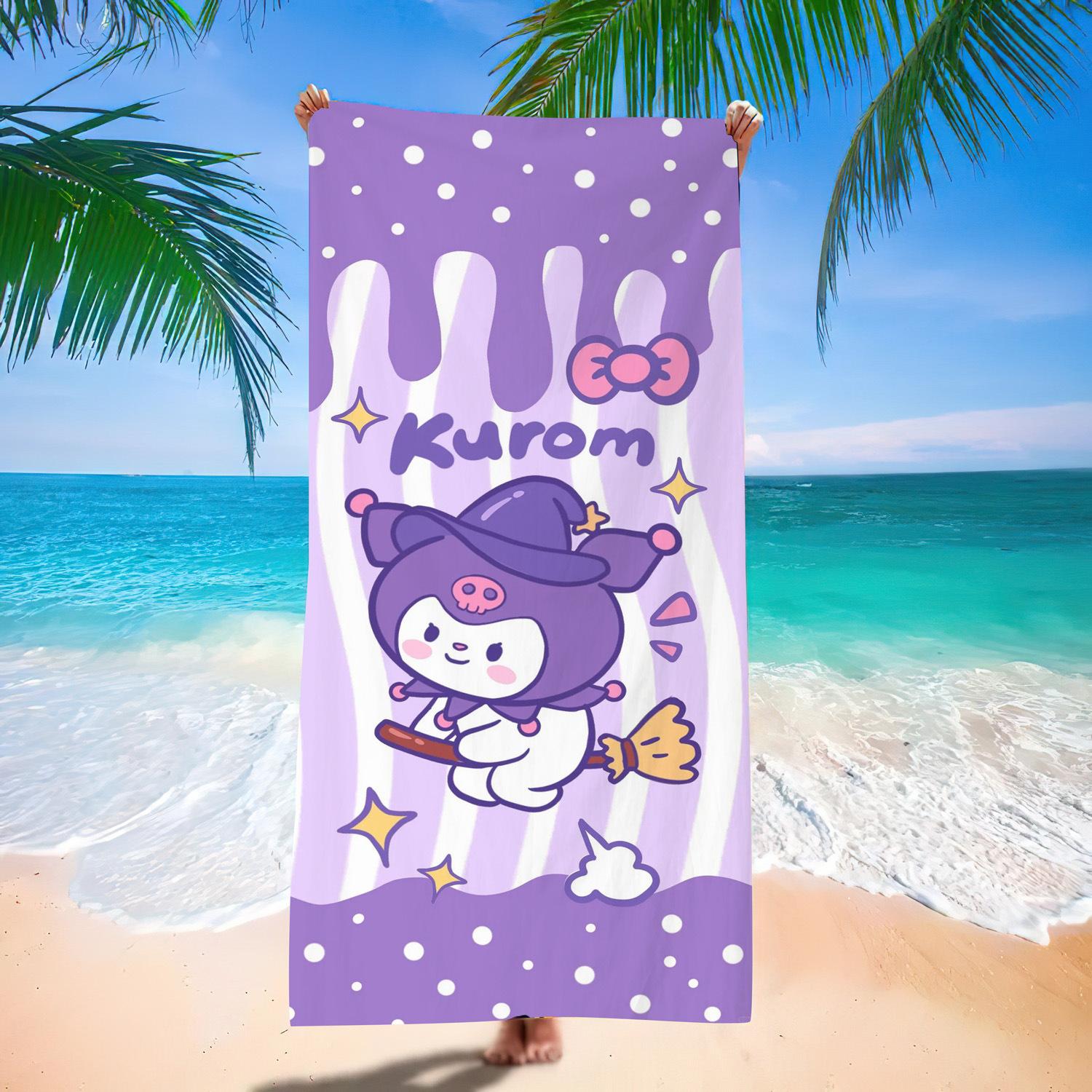 

Pompom Purin Printed Beach Towel Quick Dry Microfiber Absorbent Bath Towel For Kids Adults Summer Swimming Pool Travel W30*H60(CM)