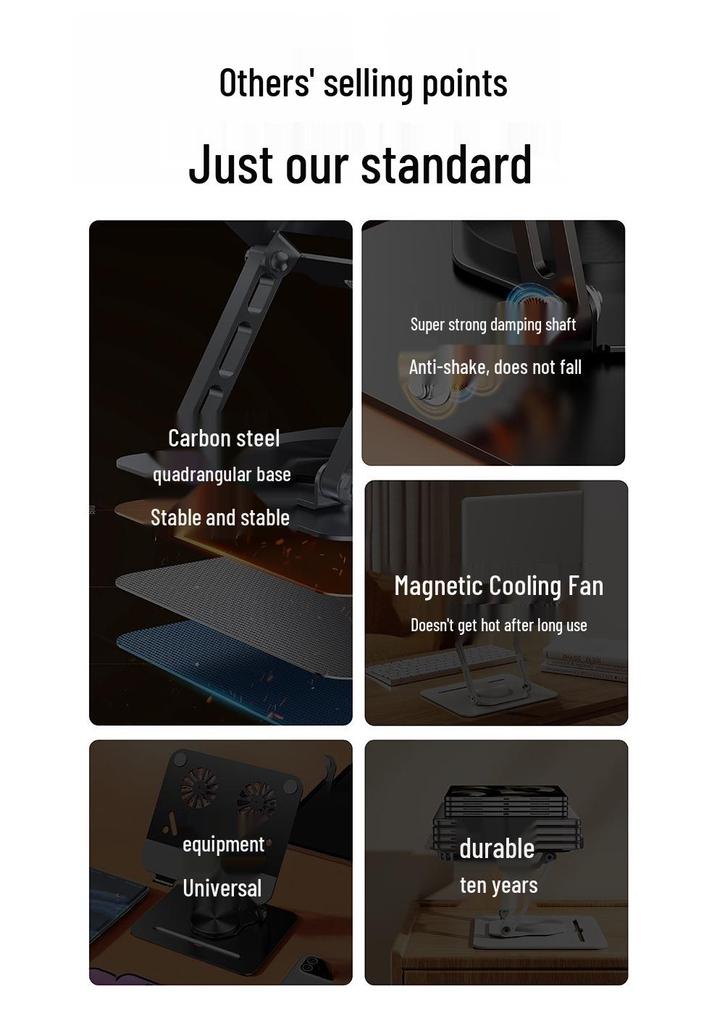 Portable Folding Laptop Stand with Cooling Fan and Storage