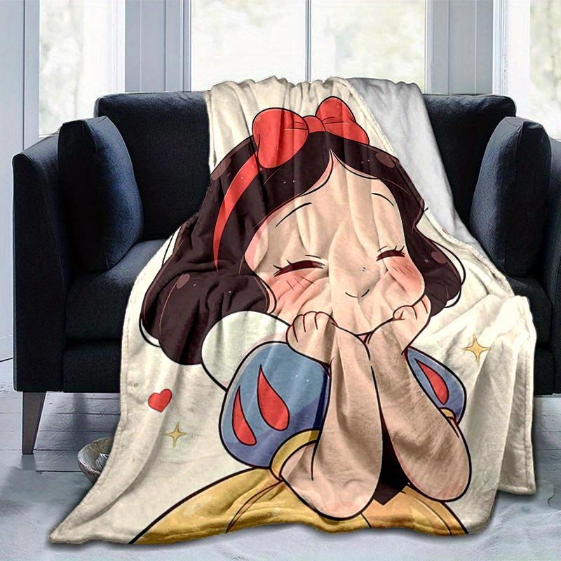 1pc, Cute Snow White Cozy Flannel Throw Blanket Perfect Gift for Bedroom, Living Room, Travel, Camping, Car