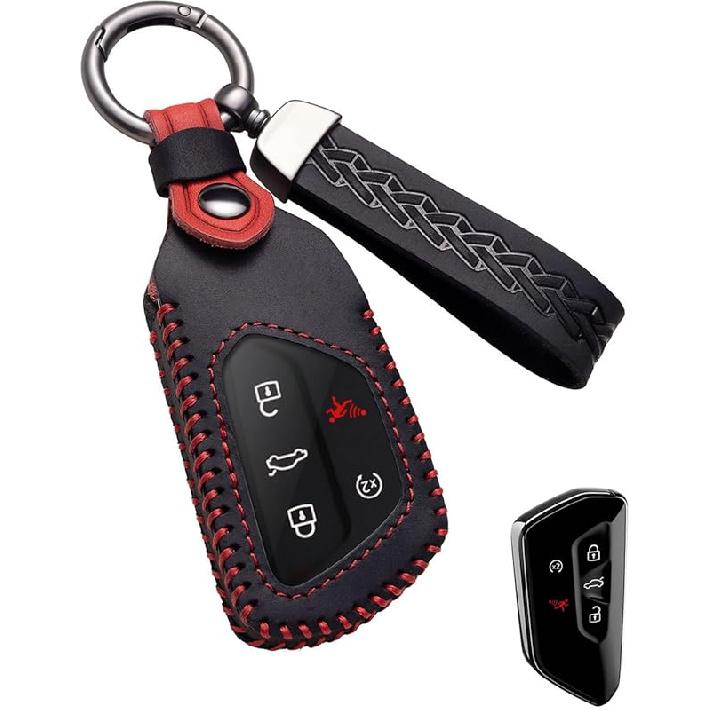 for Volkswagen Key Fob Cover Leather Car Key Case Keychain Fob Holder