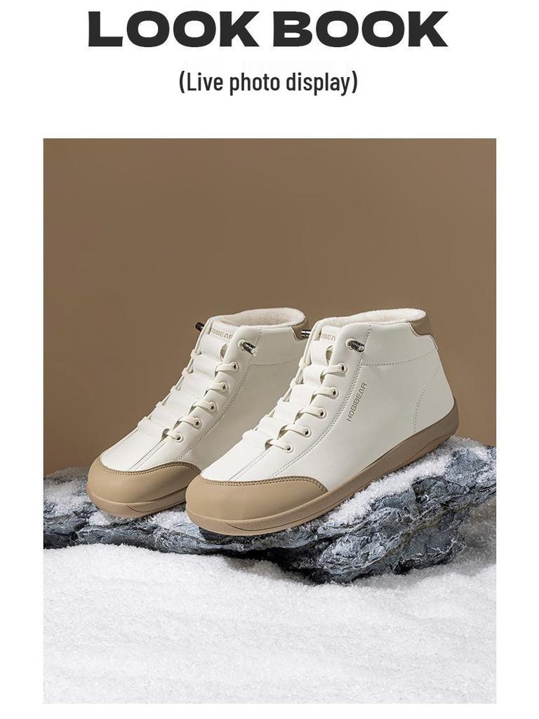 HOBIBEAR Fleece-Lined Slip-On Winter Mid-Top Wide-Toe Casual Outdoor Shoes
