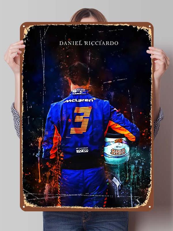 Daniel Ricciardo Plakaty Wyścigowe F1 Metalowe Znaki Dekoracja Wystrój Salonu Mężczyźni Niestandardowe Blaszane Tabliczki do Dekoracji Ścian