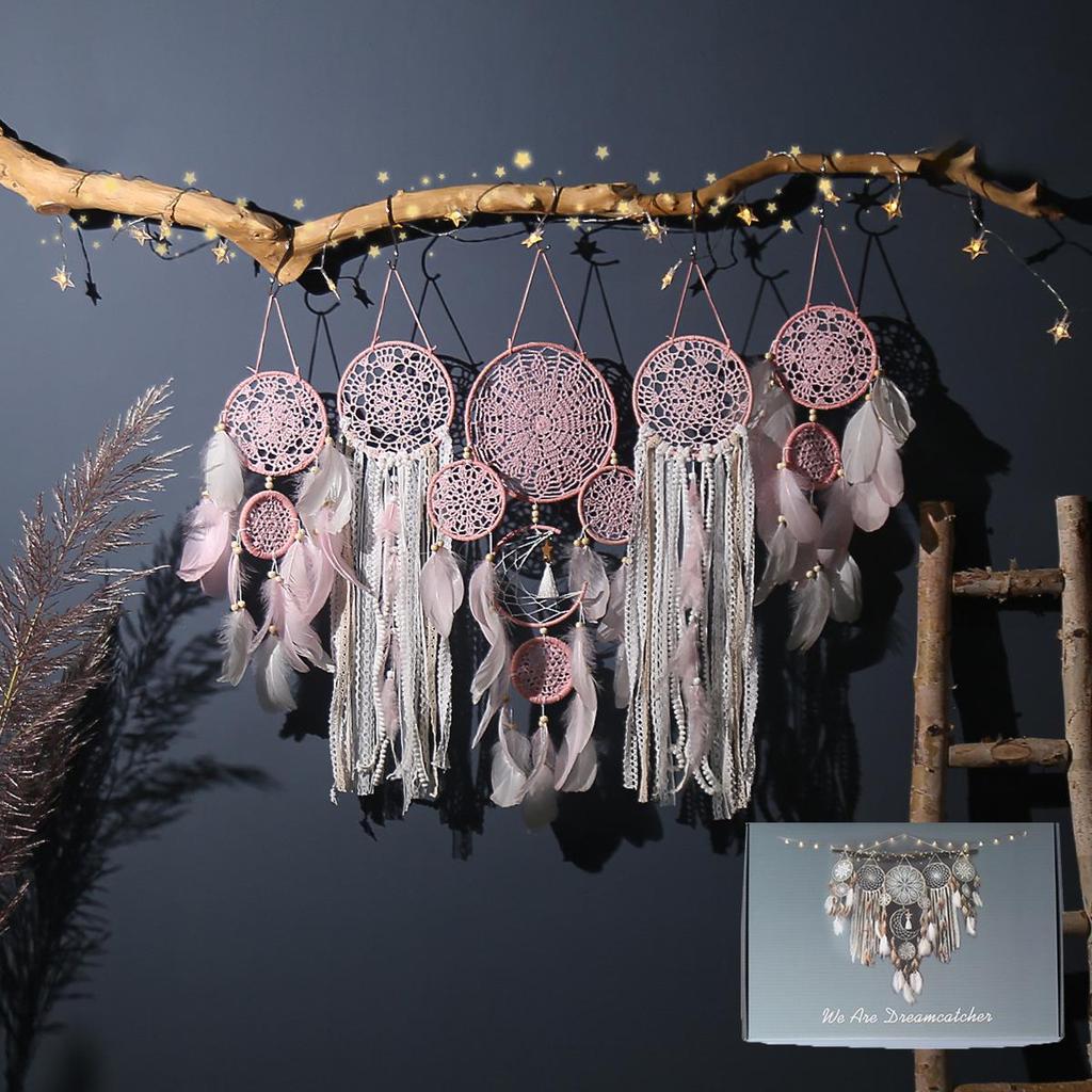 Nordic Five-Piece Feather Dream Catcher Wall Hanging Decor Set