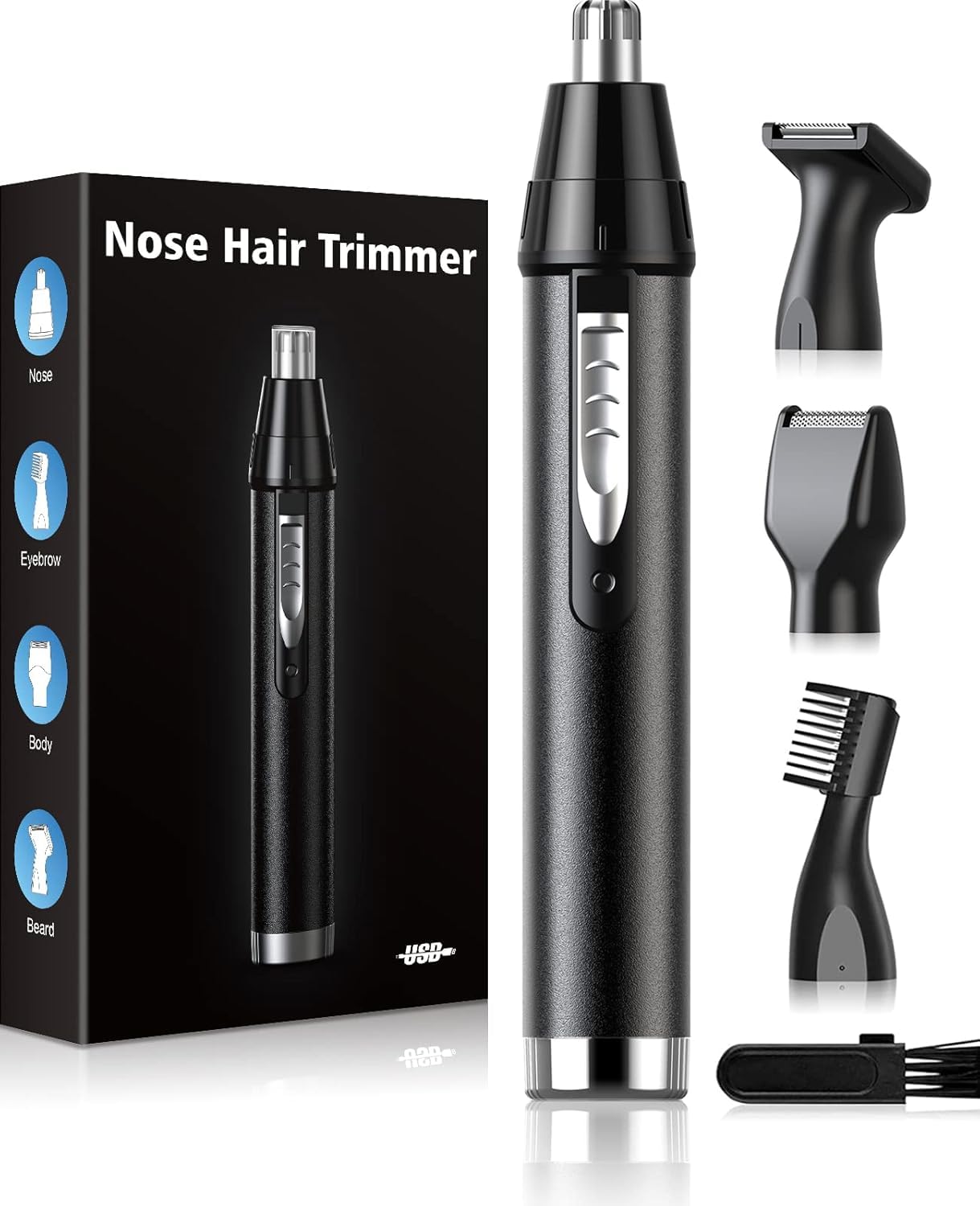 

Триммер для волос в носу для мужчин и перезаряжаемая USB бритва для бровей и лица для носа и бороды Электробритва для пушковых и чистых и подстриженных ушей Низкий уровень шума